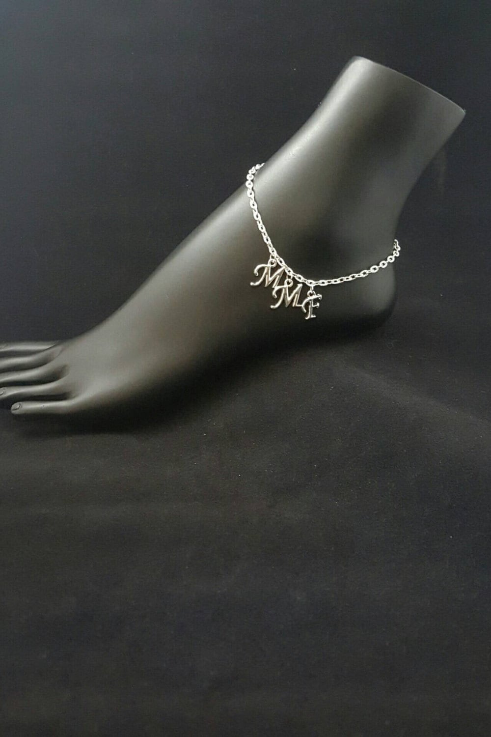 MMF/MFM/FMF Sterling Silver Chain Hotwife Anklet, Hotwife Jewelry, Swinger Jewelry