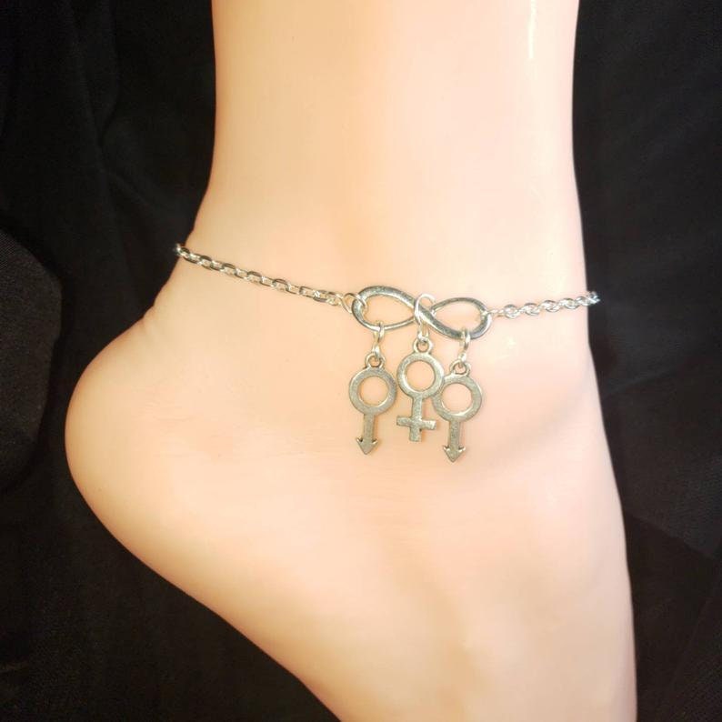 MFM-MMF-FMF Hotwife Anklet|Vixen Anklet|Swinger Jewelry|Gender Jewelry Stainless Steel