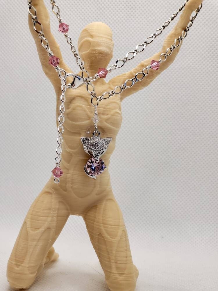 Pink VIXEN Hotwife Anklet on a Sterling Silver Italian Design Chain,  Xmas 2021